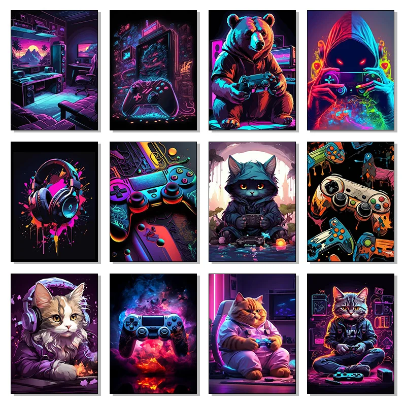 Gaming Console Free - Colorful Neon Game Console Cat Headphones